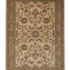 Full top-down view of a rectangular hand-tufted Indian wool rug with a cream field and intricate earth-toned floral patterns.