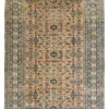 Full overhead view of a rectangular 5' 7" x 8' 2" hand-knotted Persian Ardabil wool rug with a detailed central medallion and symmetrical floral field.