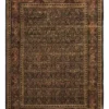 Full overhead view of a 5' x 9' hand-knotted Indian wool rug featuring an all-over floral design in tonal olive and antique gold.