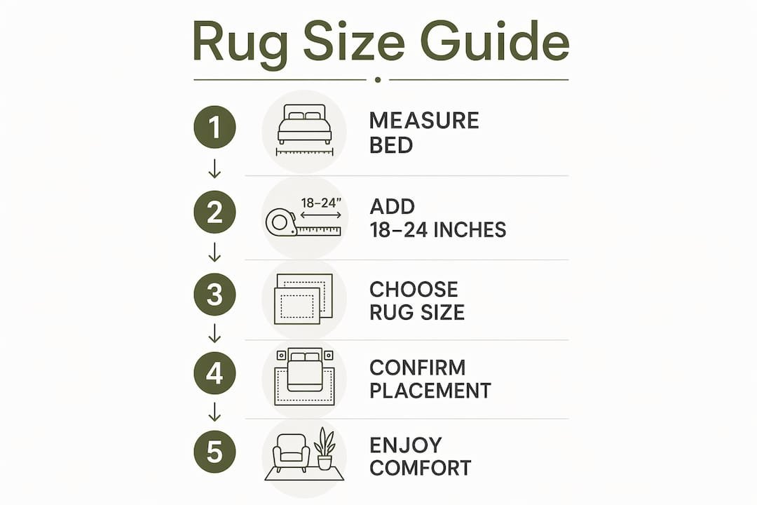 Infographic showing rug size and placement steps