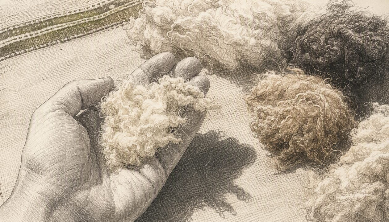 Close-up of natural Atlas sheep wool fibers