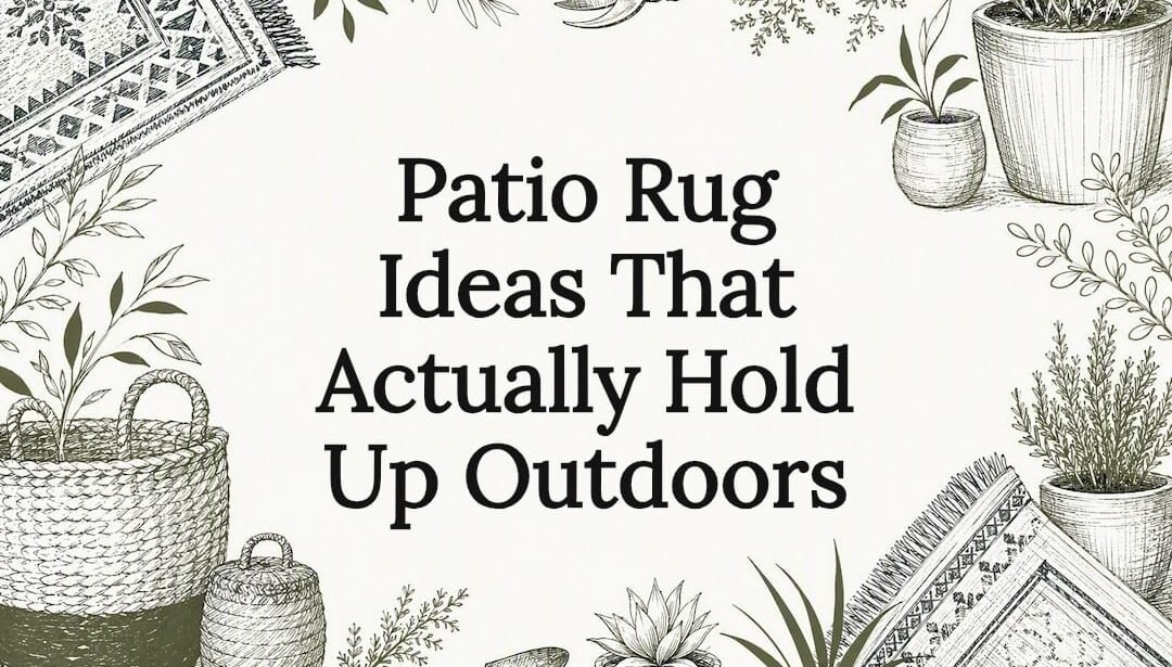 Decorative hand-drawn patio rug themed illustration