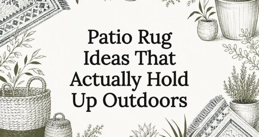 Decorative hand-drawn patio rug themed illustration