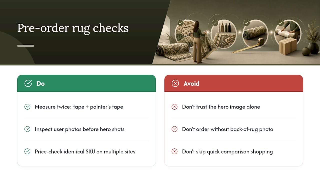 What I've Learned Buying Rugs Online — overview diagram