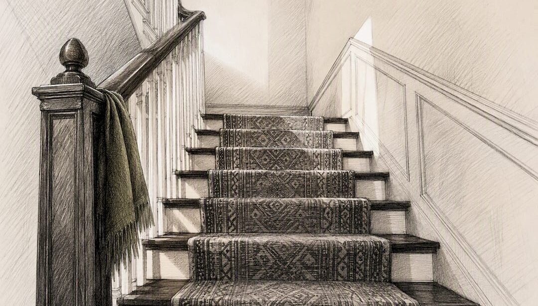 Patterned runner on elegant staircase