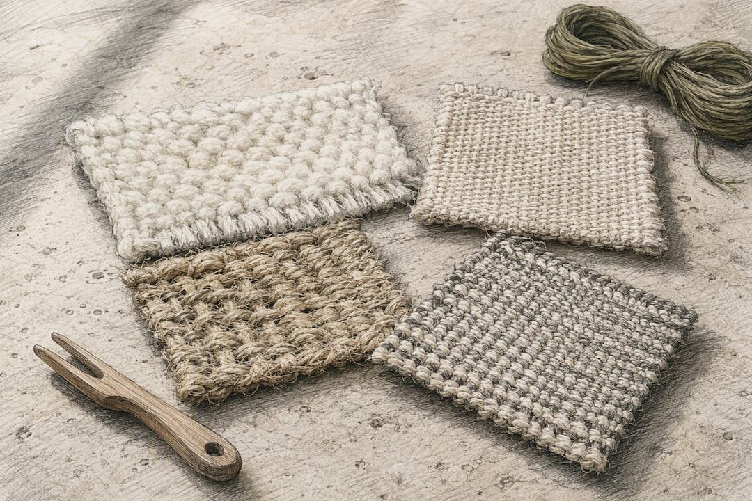 Wool cotton jute and flatweave fibers