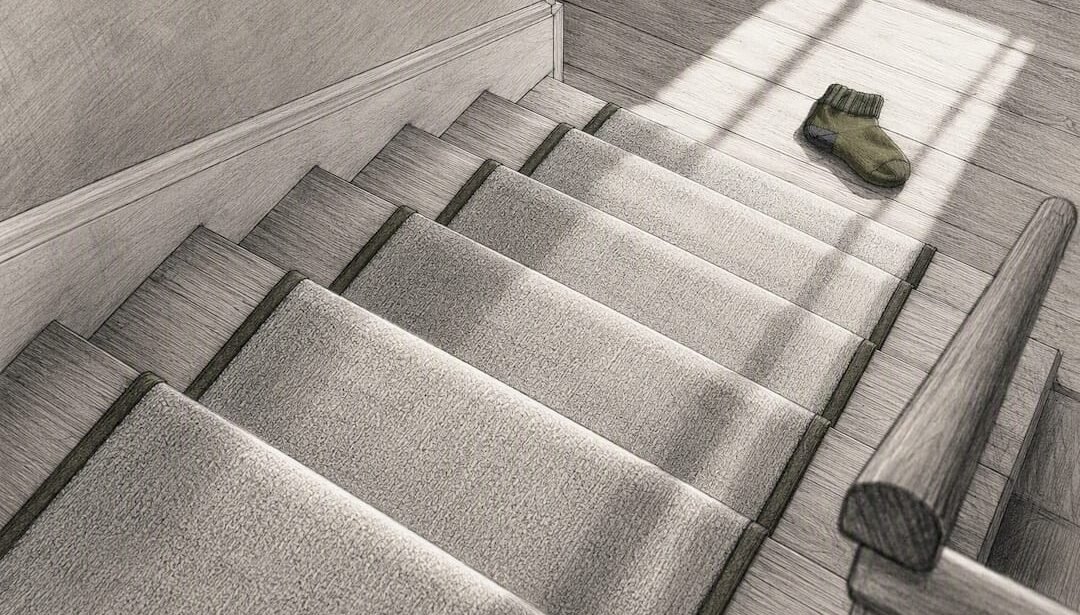 Secure low-profile runner on residential stairs