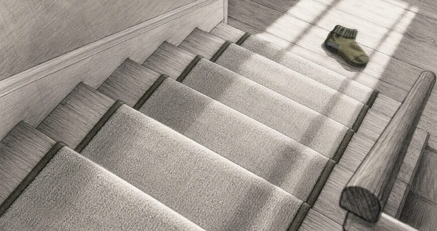 Secure low-profile runner on residential stairs