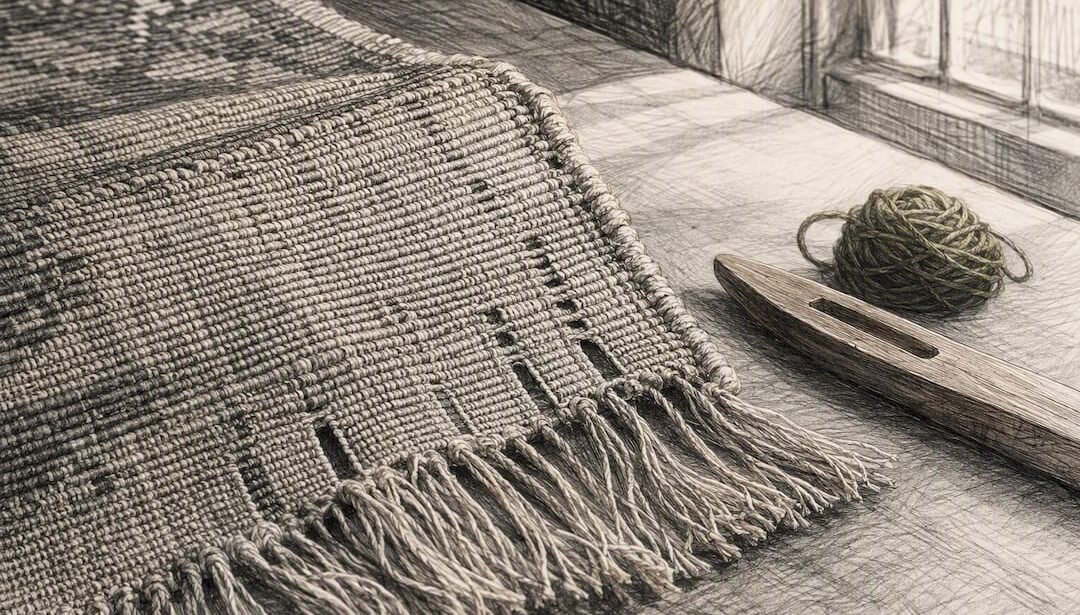 Close-up of kilim weave and fringe