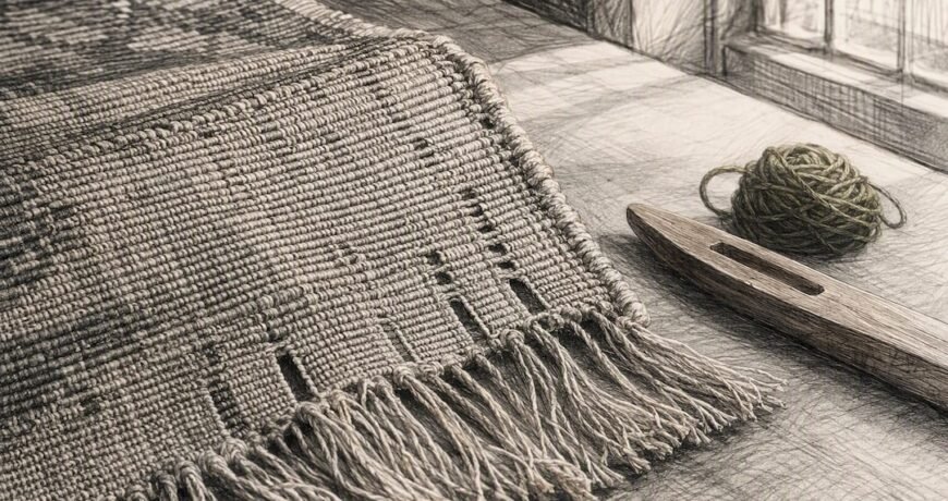 Close-up of kilim weave and fringe