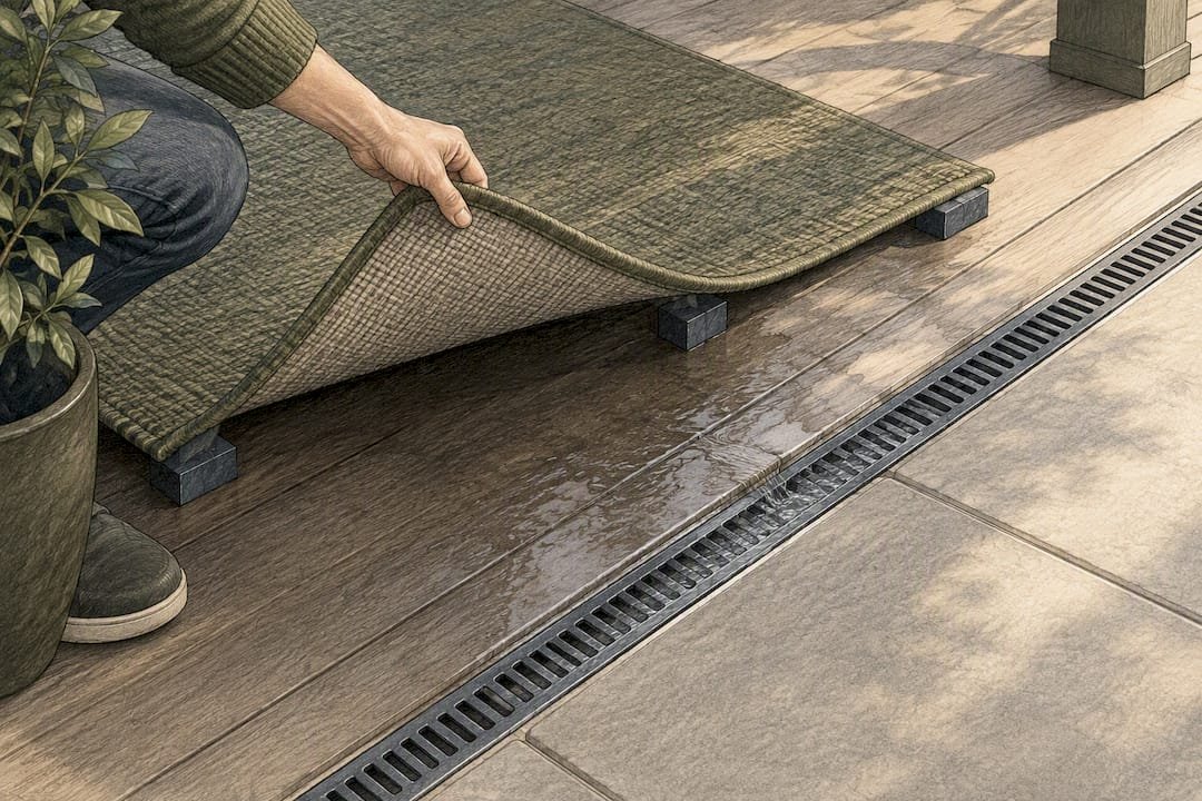 Raised rug edge allowing underside airflow