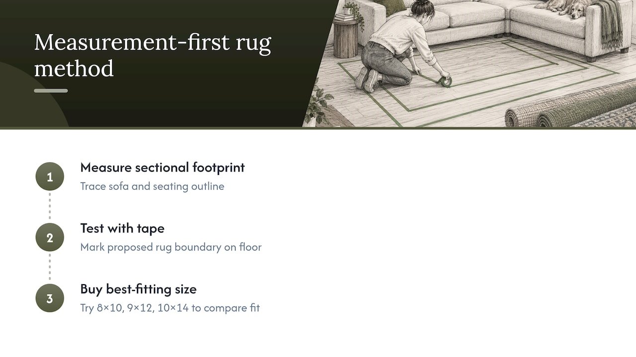 Three-step rug measurement and testing process
