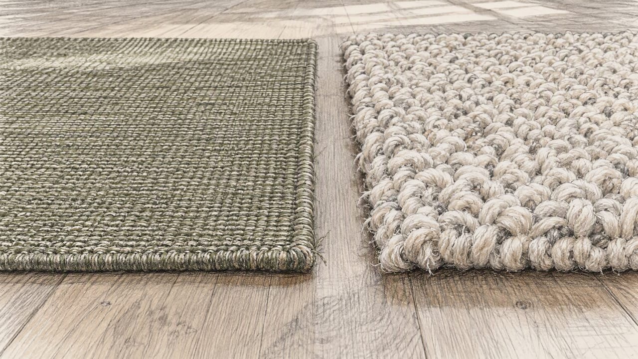 Flatweave and looped cotton rug edges